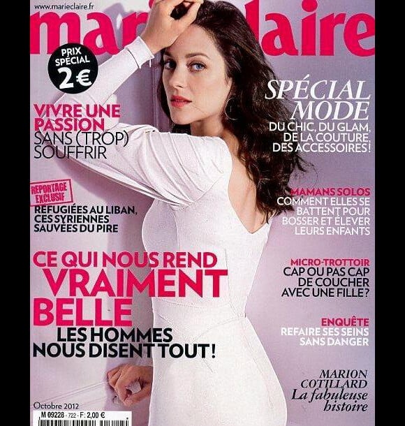 Marion Cotillard en couverture de Marie Claire, édition du mois d'octobre 2012