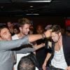 Douche de champagne pour Yoann (Secret Story 6) au Duplex, à Paris, le vendredi 7 septembre, après la finale de Secret Story 6.
