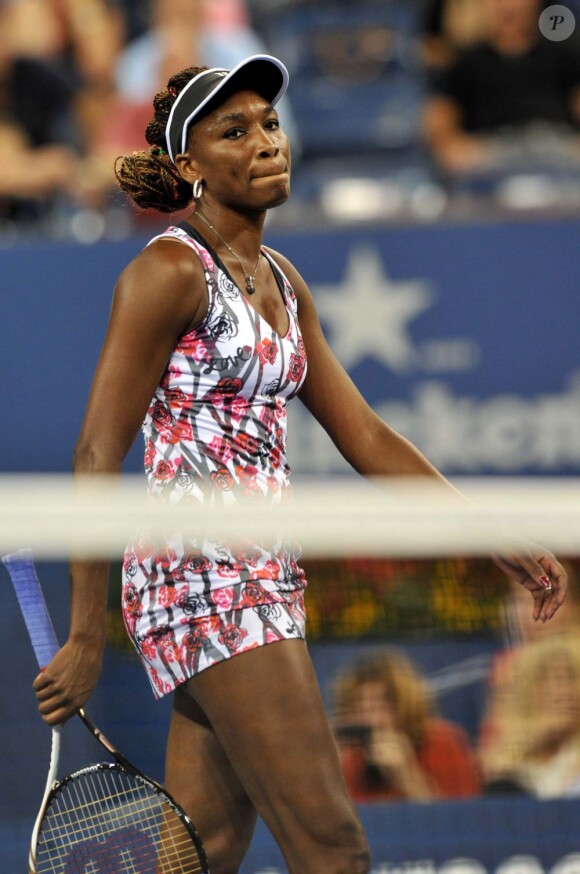 Venus Williams lors de son second tour de l'US Open face à Angelique Kerber le 30 août 2012