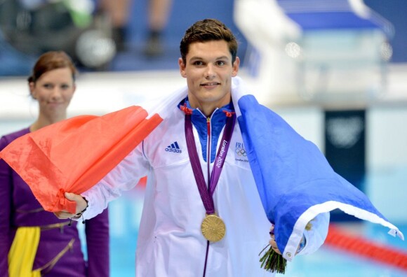 Florent Manaudou médaille d'or dans le 50 mètres nage libre lors des derniers Jeux olympiques de Londres, le 3 août 2012.