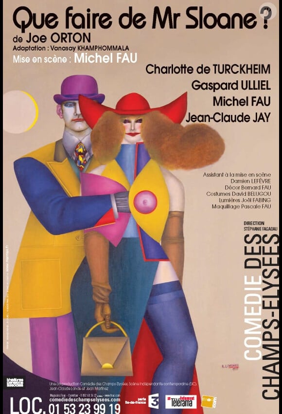 L'affiche de la pièce de théâtre Que faire de Mr Sloane, à partir du 29 septembre 2012 à la Comédie des Champs Elysées.