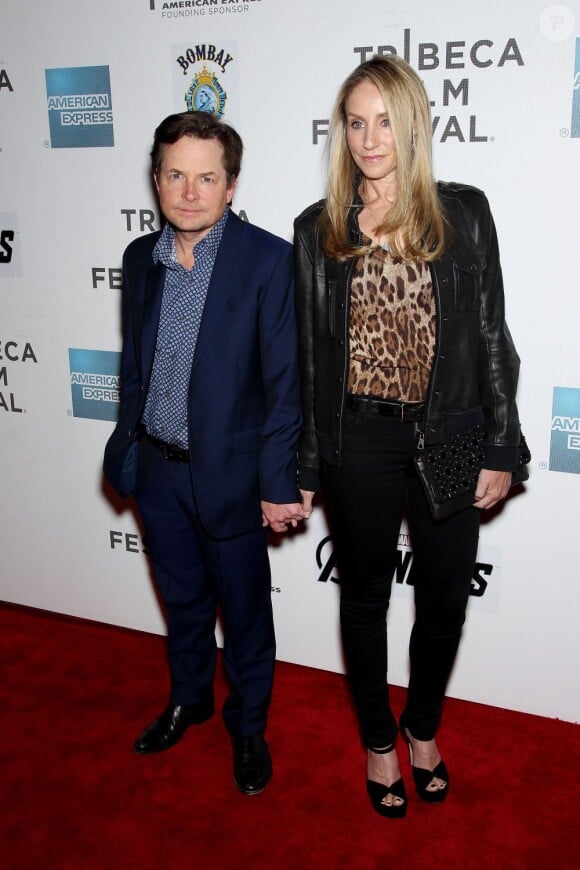 Michael J. Fox et son épouse Tracy Pollan à New York, le 28 avril 2012.