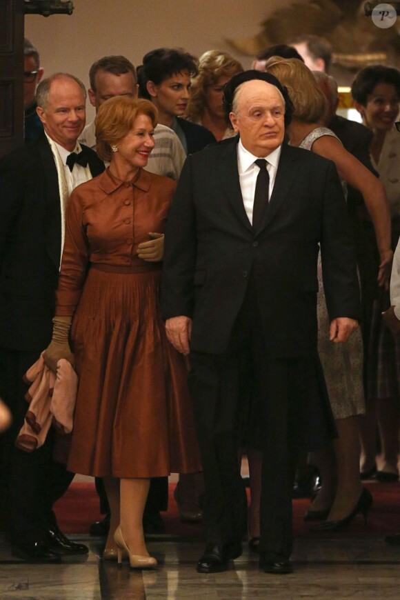 Anthony Hopkins et sa "femme" Helen Mirren sur le tournage de Hitchcock à Los Angeles, le 30 mai 2012.