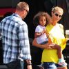 Heidi Klum, Martin Kirsten et leurs enfants forment une charmante petite famille recompensée sous le soleil de Los Angeles, se rendant au parc Chuck E. Cheese. Los Angeles, le 22 septembre 2012.