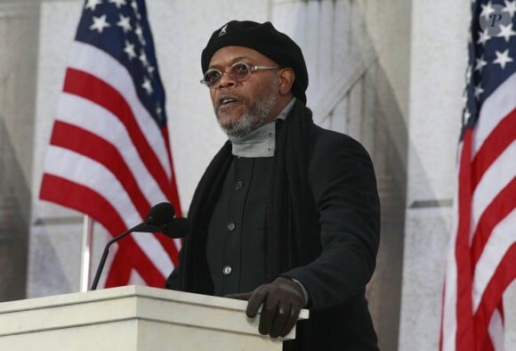 Samuel L. Jackson au Lincoln Memorial en présence de Barack Obama, le 18 janvier 2009.