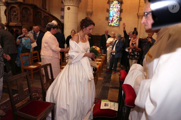 Thierry Olive et Annie lors de leur mariage religieux en l'église de Gavray, le 14 septembre 2012