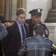 Chace Crawford alias Nate est arrêté sur le tournage de la série Gossip Girl, à New York, le 1er octobre 2012