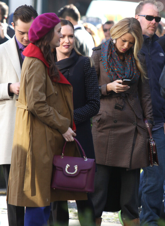 Leighton Meester et Blake Lively sur le tournage de Gossip Girl, le 1er octobre 2012 à New York
