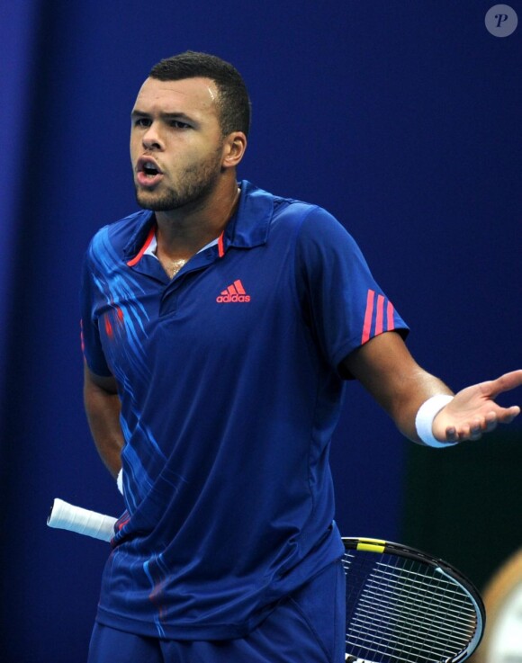 Jo-Wilfried Tsonga lors de sa défaite en finale du tournoi de Pékin le 7 octobre 2012 face à Novak Djokovic