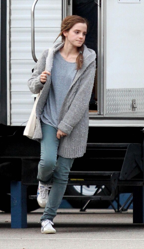 Emma Watson sur le tournage du film Noah à New York le 18 octobre 2012