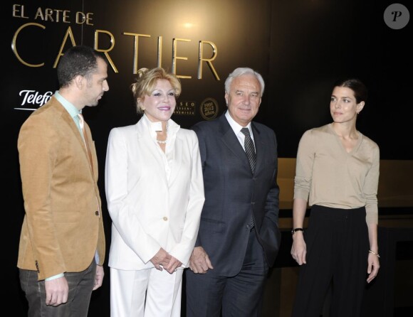 Charlotte Casiraghi avec Tita Cervera, baronne Thyssen et Pierre Rainero au Musée Thyssen Bornemisza à Madrid le 22 octobre 2012 pour le vernissage de l'exposition El arte de Cartier (L'Art de Cartier).