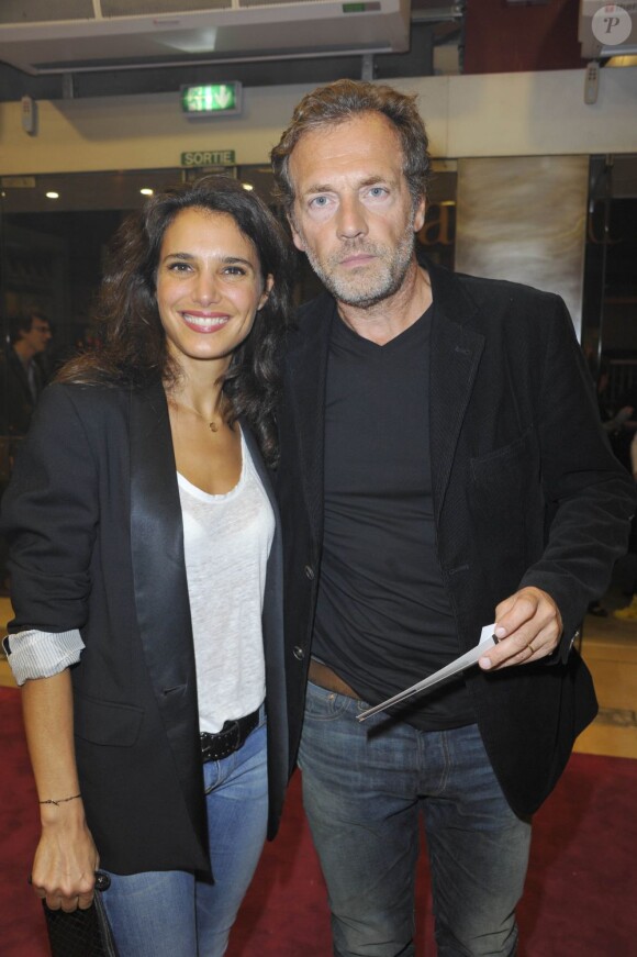 Stéphane Freiss et sa femme Ursula venus pour la Générale du spectacle d'Alex Lutz, le lundi 22 octobre, au Grand Point Virgule à Paris.