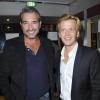 Jean Dujardin et l'humoriste Alex Lutz pour la Générale de son spectacle, le lundi 22 octobre, au Grand Point Virgule à Paris.
