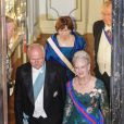 Le président slovaque et la reine Margrethe II de Danemark. Dîner d'Etat au palais de Fredensborg le 23 octobre 2012 en l'honneur de la visite présidentielle slovaque au Danemark.