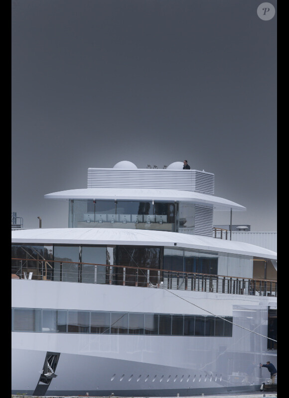 Le yacht du défunt patron d'Apple, Steve Jobs photographié à Aalsmeer aux Pays-Bas le 29 octobre 2012.