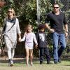 Heidi Klum au parc de Brentwood en compagnie de ses enfants Lou, Henry, Johan et Leni et son compagnon Martin Kristen le 3 novembre 2012, à Los Angeles