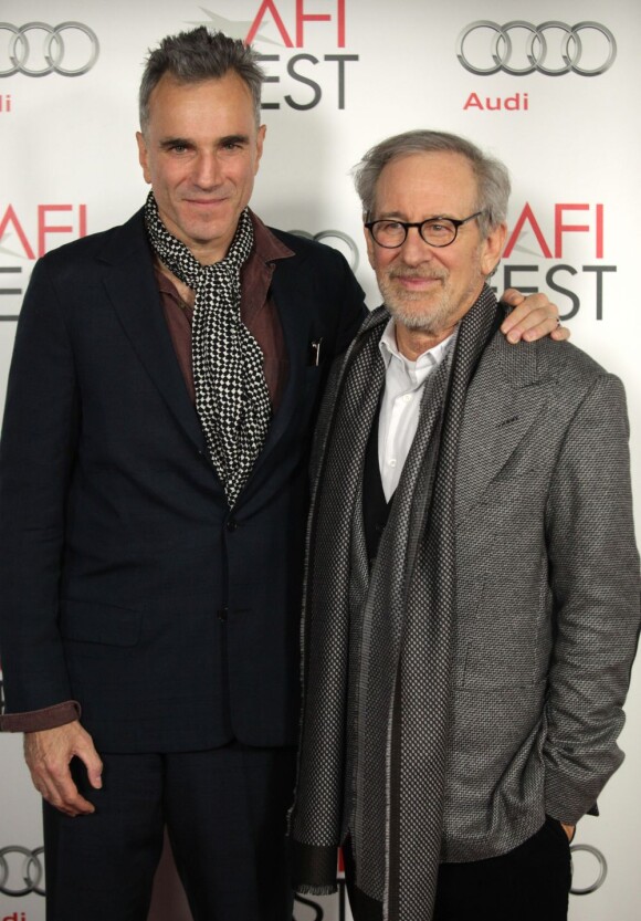 Daniel Day-Lewis et Steven Spielberg lors de la projection du film Lincoln, dans le cadre du festival de l'AFI à Los Angeles le 8 novembre 2012