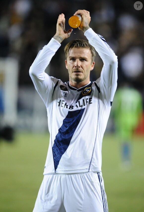 David Beckham lors de la victoire du Galaxy de Los Angeles en finale de playoff de la conférence ouest de MLS face aux Seattle Sounders au Home Depot Center de Los Angeles le 11 novembre 2012