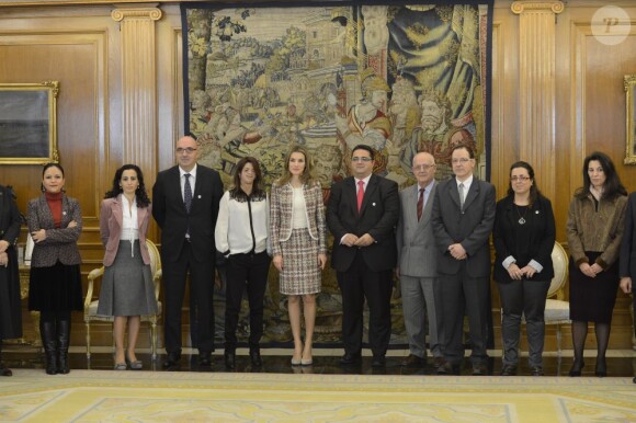 La princesse Letizia au palais de la Zarzuela, à Madrid, le 19 novembre 2012 lors de sa rencontre avec le nouveau comité directeur de la FEDER, la Fédération espagnole des maladies rares.