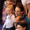 Laure Manaudou a assisté avec sa petite fille Manon à la finale du 50 mètres nage libre où ont brillé son petit frère Florent (1er) et son compagnon Frédérick Bousquet (3e) lors des championnats d'Europe petit bassin à Chartres le 22 novembre 2012