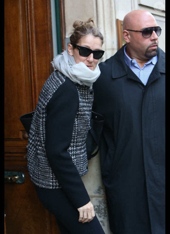 Céline Dion s'est rendue chez son ORL à Paris le 20 novembre 2012.