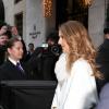 Céline Dion et son mari René Angélil quittent leur hôtel George V pour se rendre à l'enregistrement de l'émission Vivement Dimanche à Paris, le 27 novembre 2012.