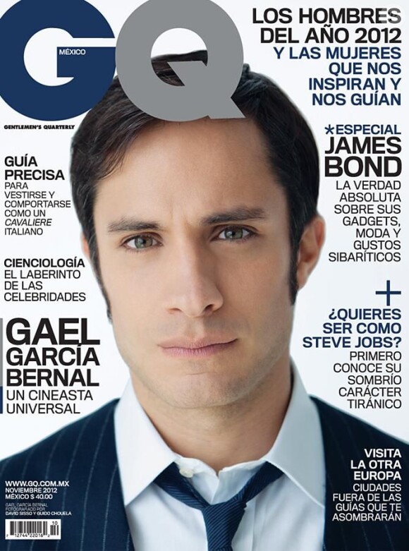 L'acteur Gael García Bernal en couverture du GQ Mexico de novembre 2012, consacré aux Hommes de l'Année.
