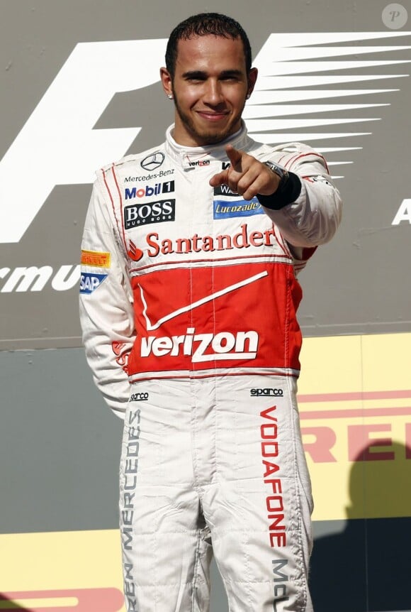 Lewis Hamilton après sa victoire au Grand Prix des Etats-Unis à Austin au Texas le 18 novembre 2012