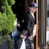 Christina Aguilera, son compagnon Matthew Rutler et son fils Max Bratman, en tenue de karaté, sont allés déjeuner au restaurant Houston à Santa Monica, le 8 décembre 2012.