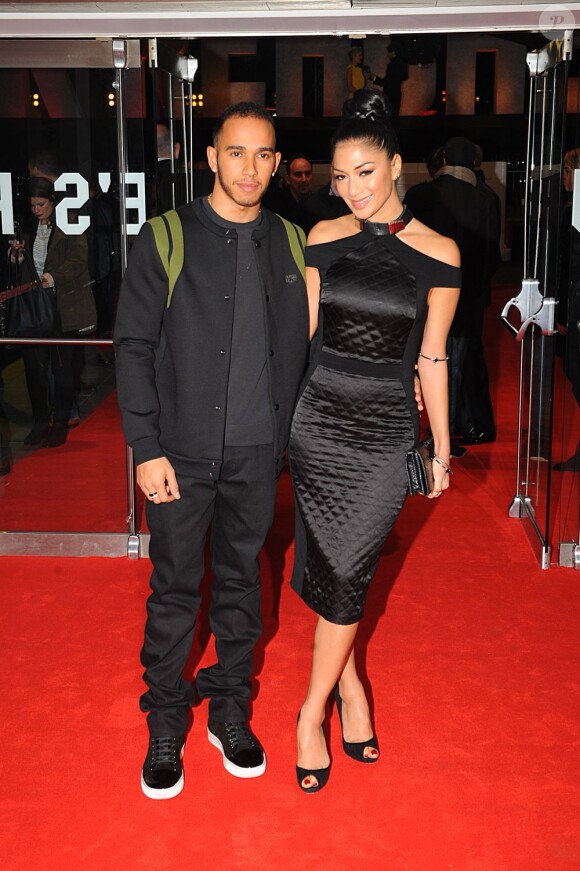 Lewis Hamilton et Nicole Scherzinger lors de l'avant-première du film Jack Reacher au Odeon Leicester Square de Londres, le 10 décembre 2012