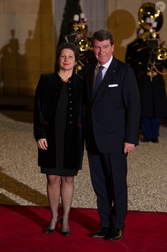 Xavier Darcos et sa femme Laure lors d'un dîner d'Etat en l'honneur de Dilma Rousseff, la présidente du Brésil à l'Elysée, le 11 Decembre 2012.
