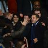 Nicolas Sarkozy lors du match entre le PSG et Lyon le 16 décembre 2012 au Parc des Princes (victoire 1-0 du PSG) à Paris