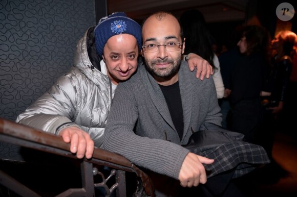 Marice Lamy et Djamel Bensalah lors de la soirée A Club - Toiles enchantées chez Castel le jeudi 13 décembre 2012