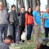 Courteney Cox et Josh Hopkins sur le tournage de Cougar Town sur la plage de Venice Beach à Los Angeles