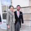 La princesse Stéphanie et le prince Guillaume de Luxembourg arrivant à l'Hôtel de Ville de Nancy pour la réception du mariage religieux de Christoph de Habsbourg-Lorraine et Adélaïde Drapé-Frisch célébré le 29 décembre 2012 à Nancy, en la basilique Saint-Epvre.