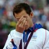 Reanud Lavillenie lors de la cérémonie de remise des médailles le 11 août 2012 lors des Jeux olympiques de Londres
