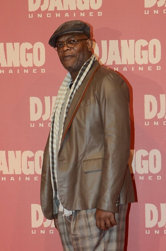 Un Samuel L.Jackson en or pour la première du film Django Unchained à Rome, le 4 janvier 2013.