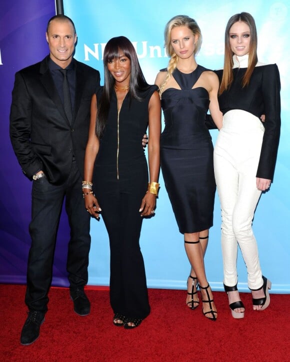 Naomi Campbell, Nigel Barker, Karolina Kurkova et Coco Rocha lors de la Winter 2013 Press Tour de la Television Critics Association (TCA) à l'hôtel Langham. Pasadena, le 7 janvier 2012.