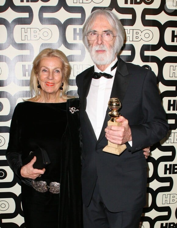 Michael Haneke et sa femme à la soirée HBO Golden Globe Awards After Party au Beverly Hilton Hôtel de Los Angeles, le 13 janvier 2013.