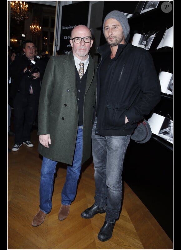 Jacques Audiard et Matthias Schoenaerts lors de la soirée des Révélations chez le joaillier Chaumet le 14 janvier 2013 à Paris