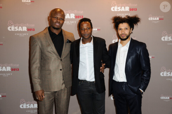 Hubert Koundé, Stéphane Soo Mongo et Rachid Djaïdani lors de la soirée des Révélations en partenariat avec le joaillier Chaumet le 14 janvier 2013 à Paris