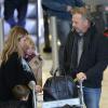 Kevin Costner, sa femme Christine Baumgartner et leurs enfants Grace Avery, Hayes et Cayden, à l'aéroport Roissy-Charles-de-Gaulle, le 15 janvier 2013.