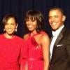 Alicia Keys pose avec Michelle et Barack Obama au bal d'investiture, le 21 janvier 2013 à Washington.
