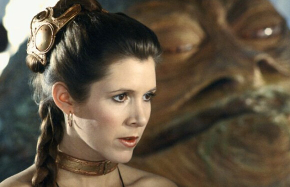 Image du film Star Wars - épisode VI, Le Retour du Jedi avec Carrie Fisher et le gros Jabba