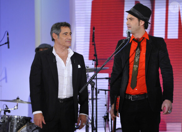 Gerard Lanvin à l'enregistrement de l'émission Vivement Dimanche, à paris, le 23 janvier 2013.