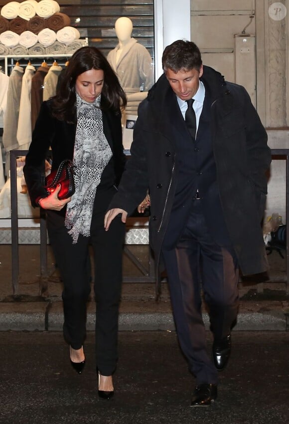 Stéphane Courbit et sa femme lors de l'anniversaire de Nicolas Sarkozy le 28 janvier 2013 au restaurant Giulio Rebellato à Paris
