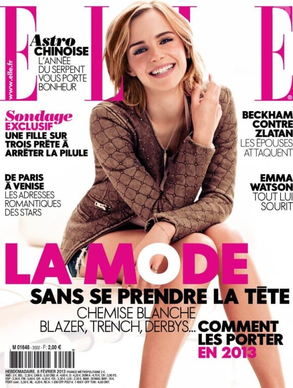 Emma Watson superbe en couverture du magazine Elle du 8 février 2013.