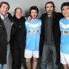 Eric, Joel Cantona et Pascal Olmeta, le 9 février à Monaco pour le Show Beach Soccer.