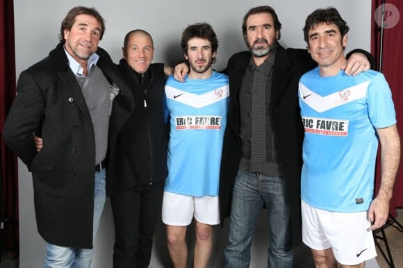 Eric, Joel Cantona et Pascal Olmeta, le 9 février à Monaco pour le Show Beach Soccer.