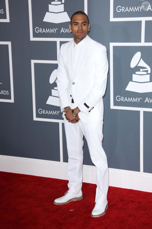 Chris Brown sur le tapis rouge des 55e Grammy Awards à Los Angeles, le 10 février 2013.